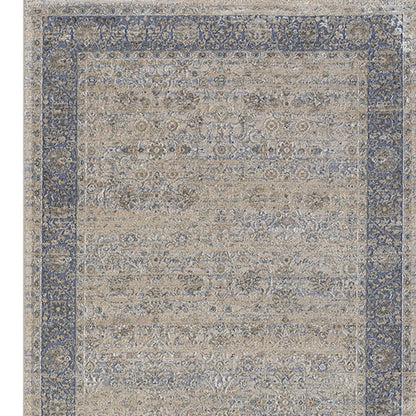 2' X 3' Blue and Beige Floral Area Rug