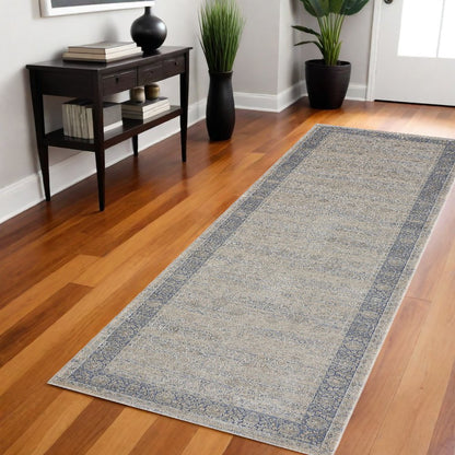 2' X 3' Blue and Beige Floral Area Rug
