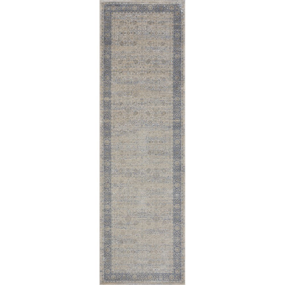 2' X 3' Blue and Beige Floral Area Rug