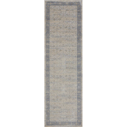 2' X 3' Blue and Beige Floral Area Rug