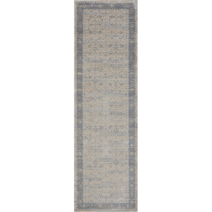 2' X 3' Blue and Beige Floral Area Rug