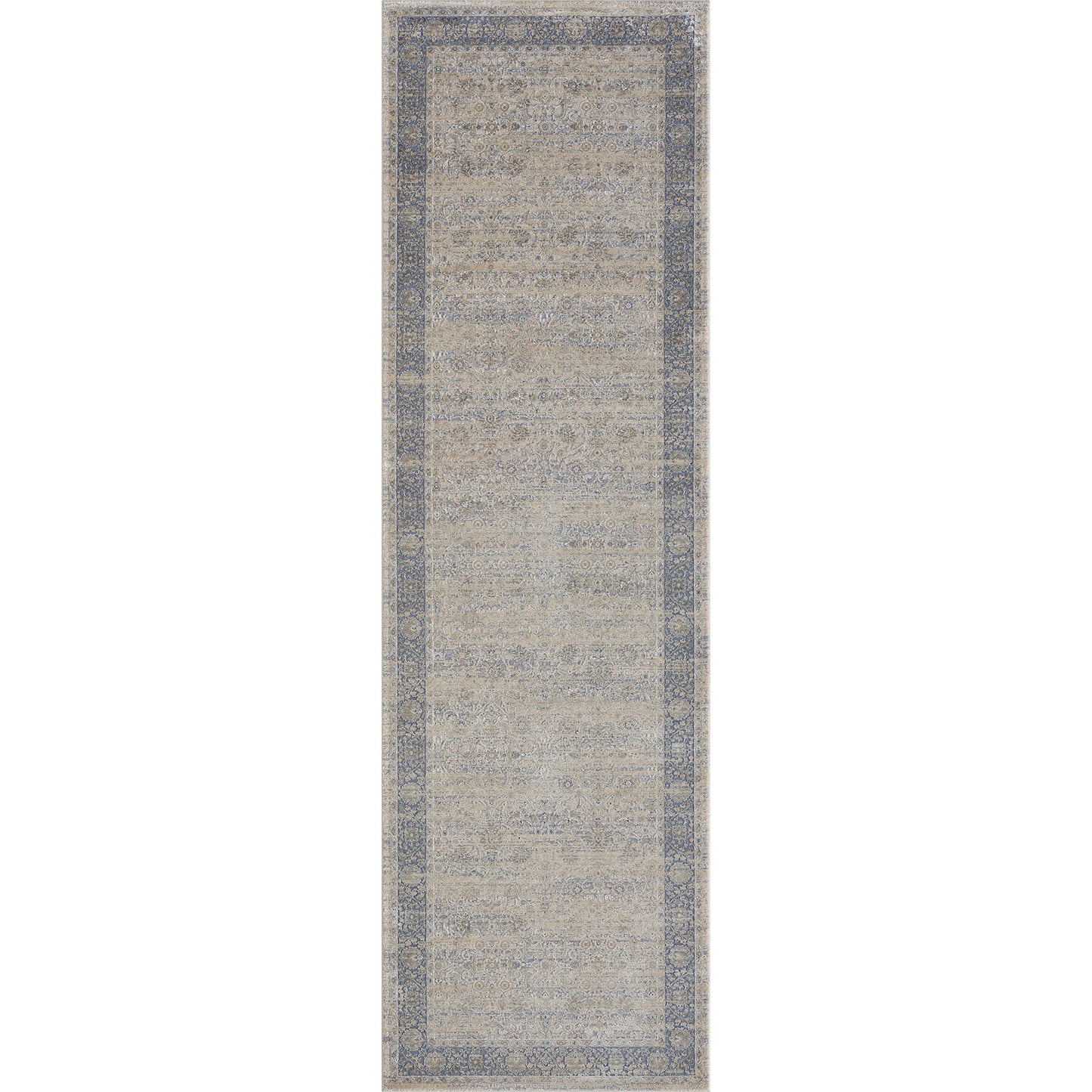 2' X 3' Blue and Beige Floral Area Rug