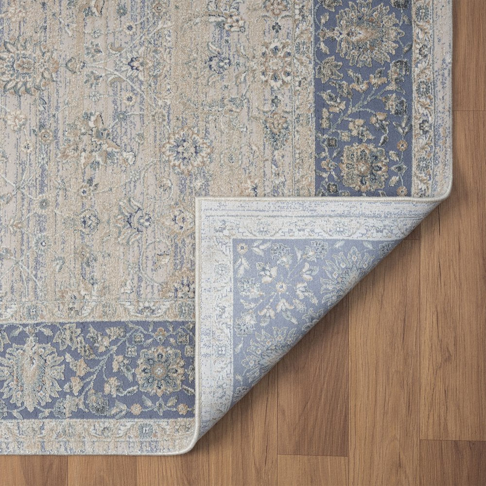 2' X 3' Blue and Beige Floral Area Rug