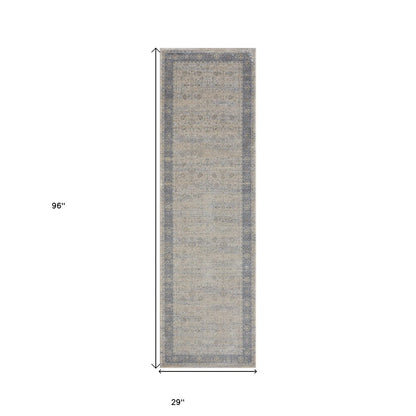 2' X 3' Blue and Beige Floral Area Rug