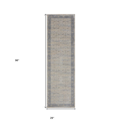 2' X 3' Blue and Beige Floral Area Rug