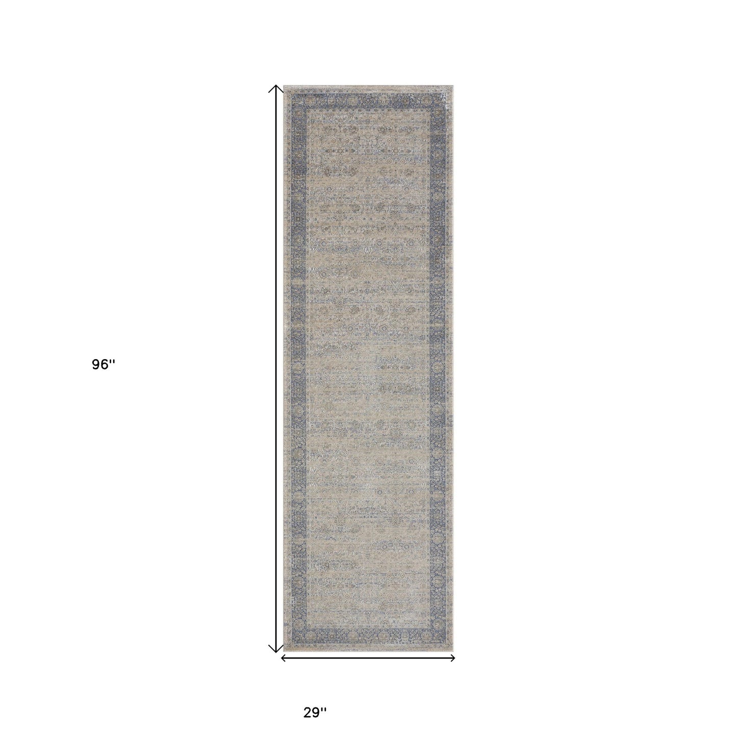 2' X 3' Blue and Beige Floral Area Rug