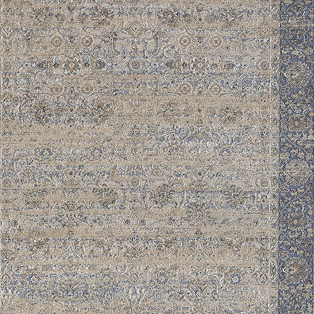 2' X 3' Blue and Beige Floral Area Rug