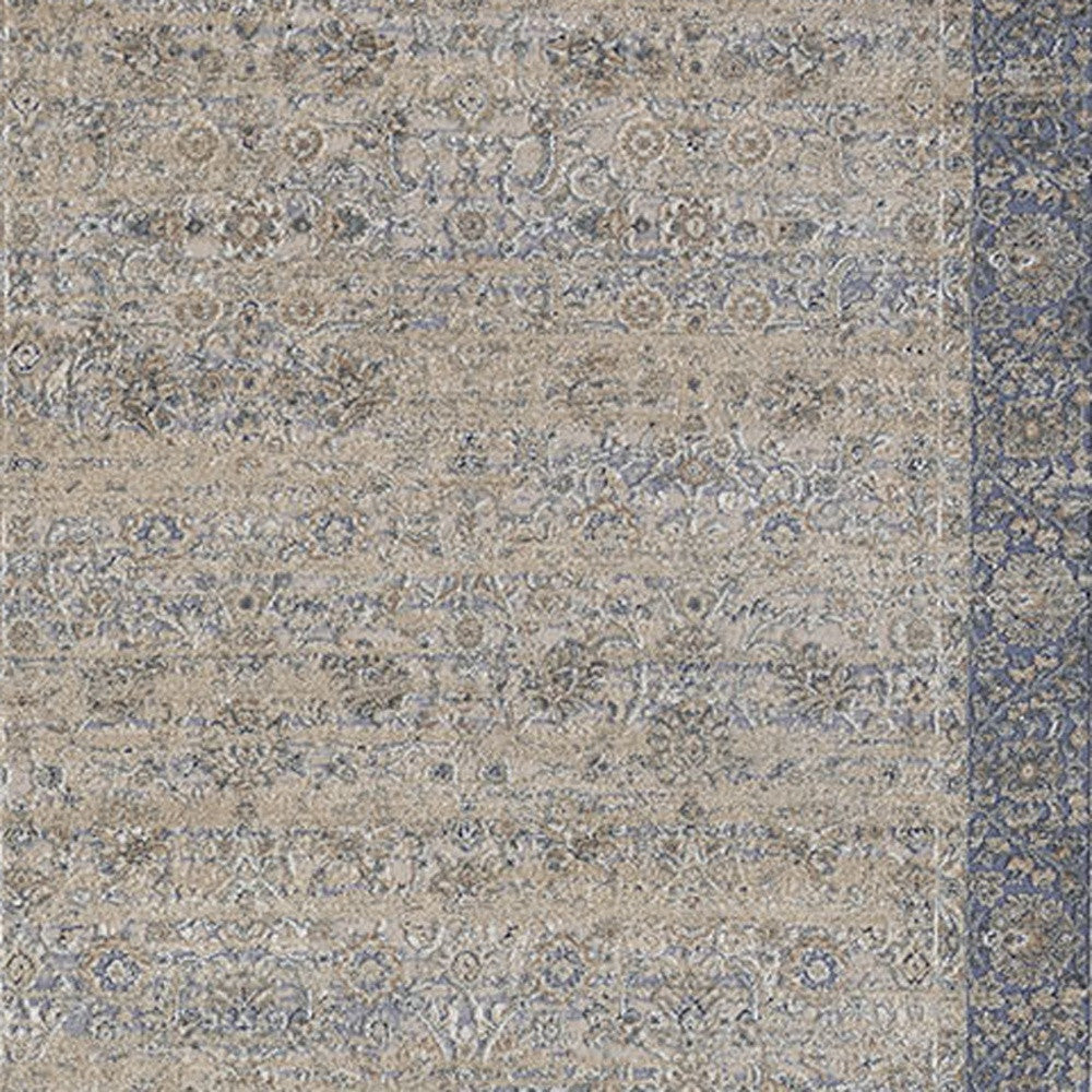 2' X 3' Blue and Beige Floral Area Rug