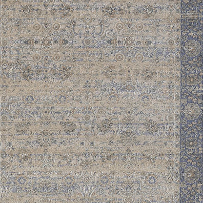 2' X 3' Blue and Beige Floral Area Rug