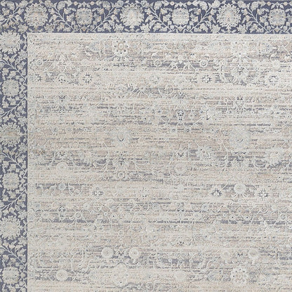 2' X 3' Blue and Beige Floral Area Rug