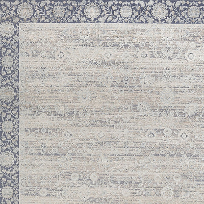 2' X 3' Blue and Beige Floral Area Rug