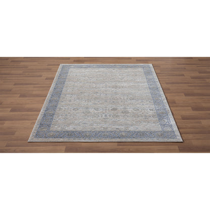 2' X 3' Blue and Beige Floral Area Rug