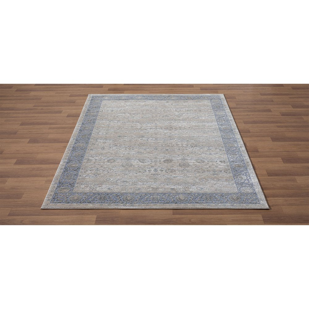 2' X 3' Blue and Beige Floral Area Rug