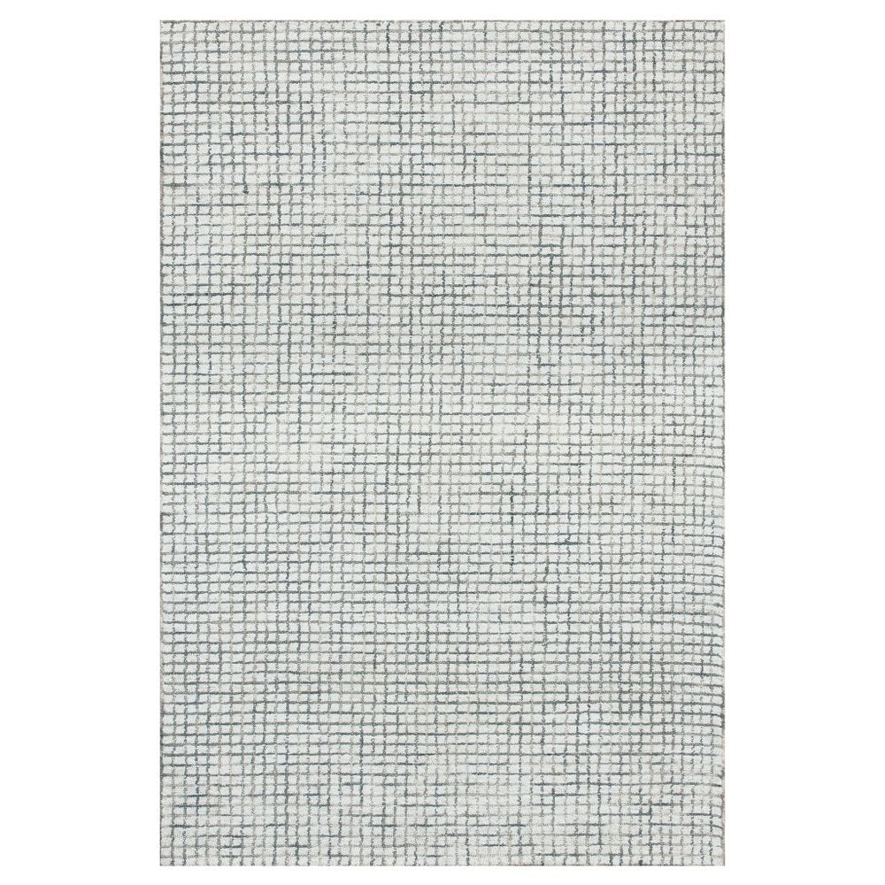 10' X 14' Blue and Ivory Wool Checkered Hand Hooked Area Rug