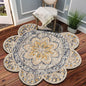 6' Beige Round Wool Floral Hand Tufted Area Rug