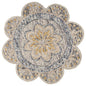 6' Beige Round Wool Floral Hand Tufted Area Rug