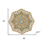 5' Blue and Ivory Round Wool Floral Hand Tufted Area Rug