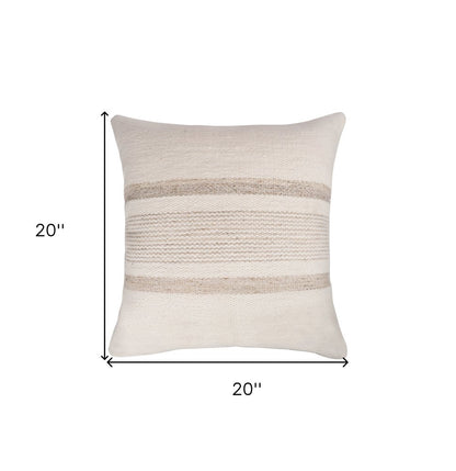 20" Blue and White Striped Throw Pillow