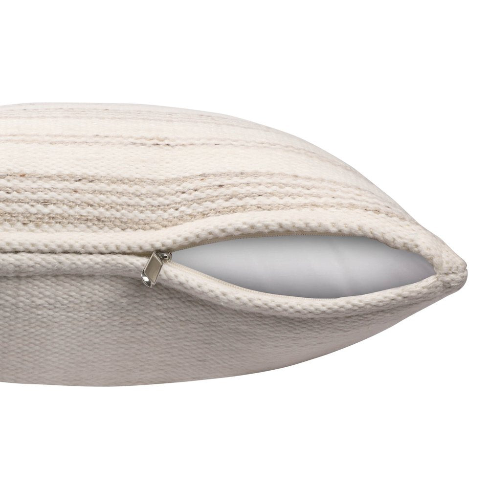 20" Navy and White Striped Throw Pillow With Ruffle