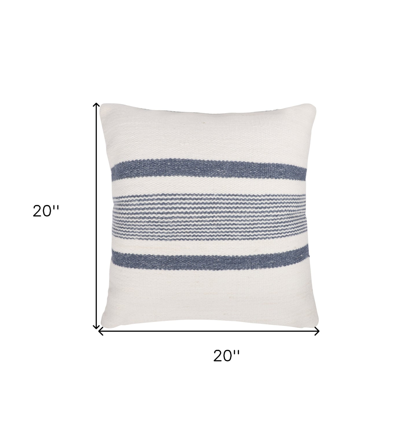 20" Black Gray and White Striped Throw Pillow