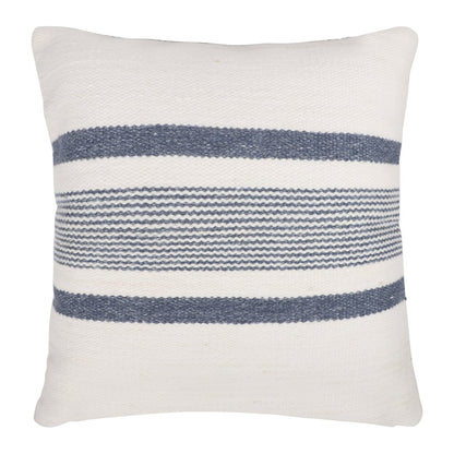 20" Blue and White Striped Throw Pillow
