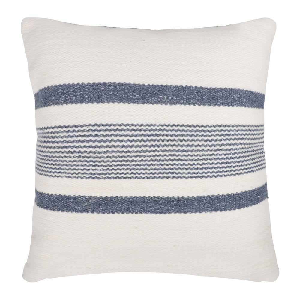 20" Blue and White Striped Throw Pillow
