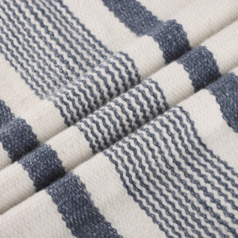 20" Blue and White Striped Throw Pillow