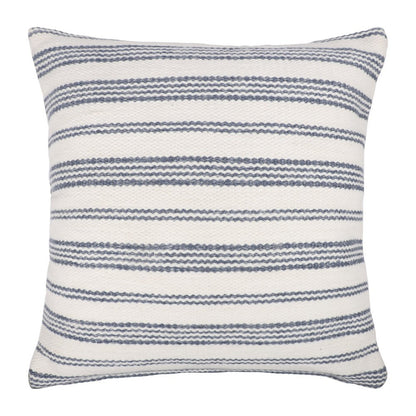 20" Blue and White Striped Throw Pillow