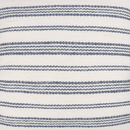 20" Navy and White Striped Throw Pillow With Ruffle