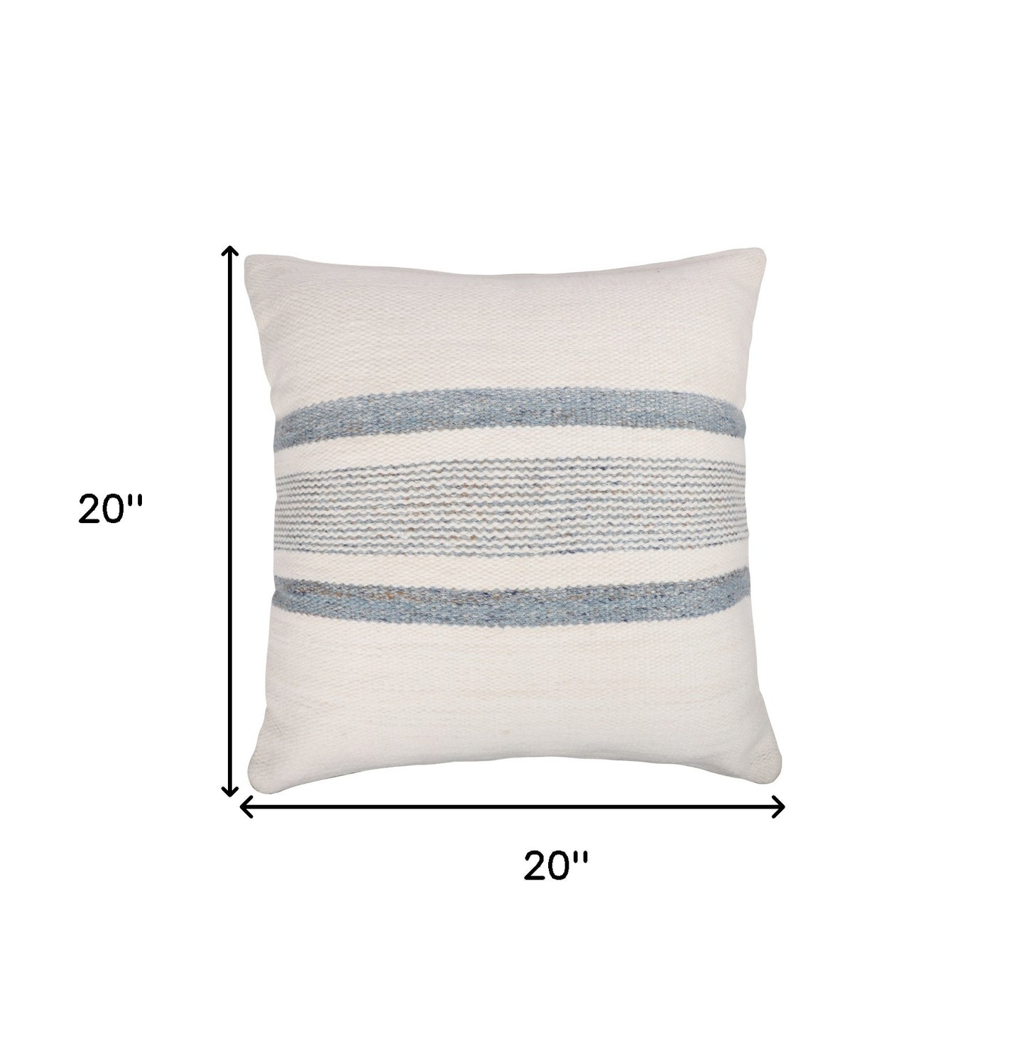 20" Black Gray and White Striped Throw Pillow