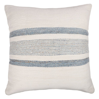 20" Navy and White Striped Throw Pillow With Ruffle
