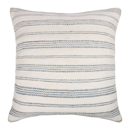 20" Navy and White Striped Throw Pillow With Ruffle