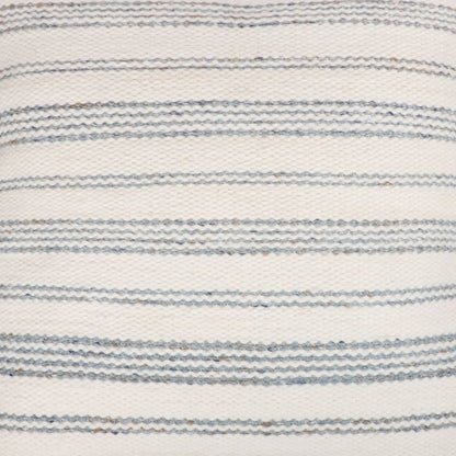 20" Navy and White Striped Throw Pillow With Ruffle