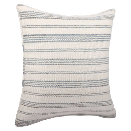 20" Navy and White Striped Throw Pillow With Ruffle