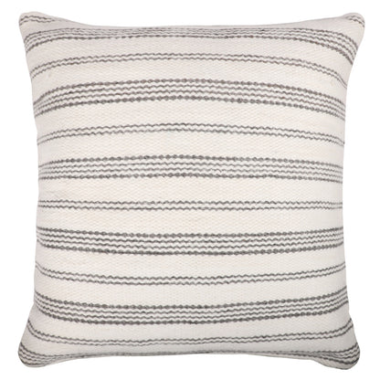 20" Black Gray and White Striped Throw Pillow