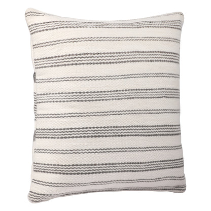 20" Black Gray and White Striped Throw Pillow