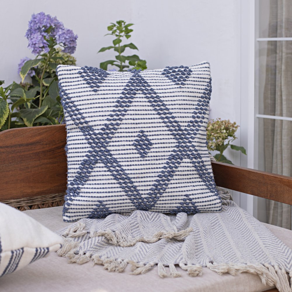 20" Blue Geometric Throw Pillow