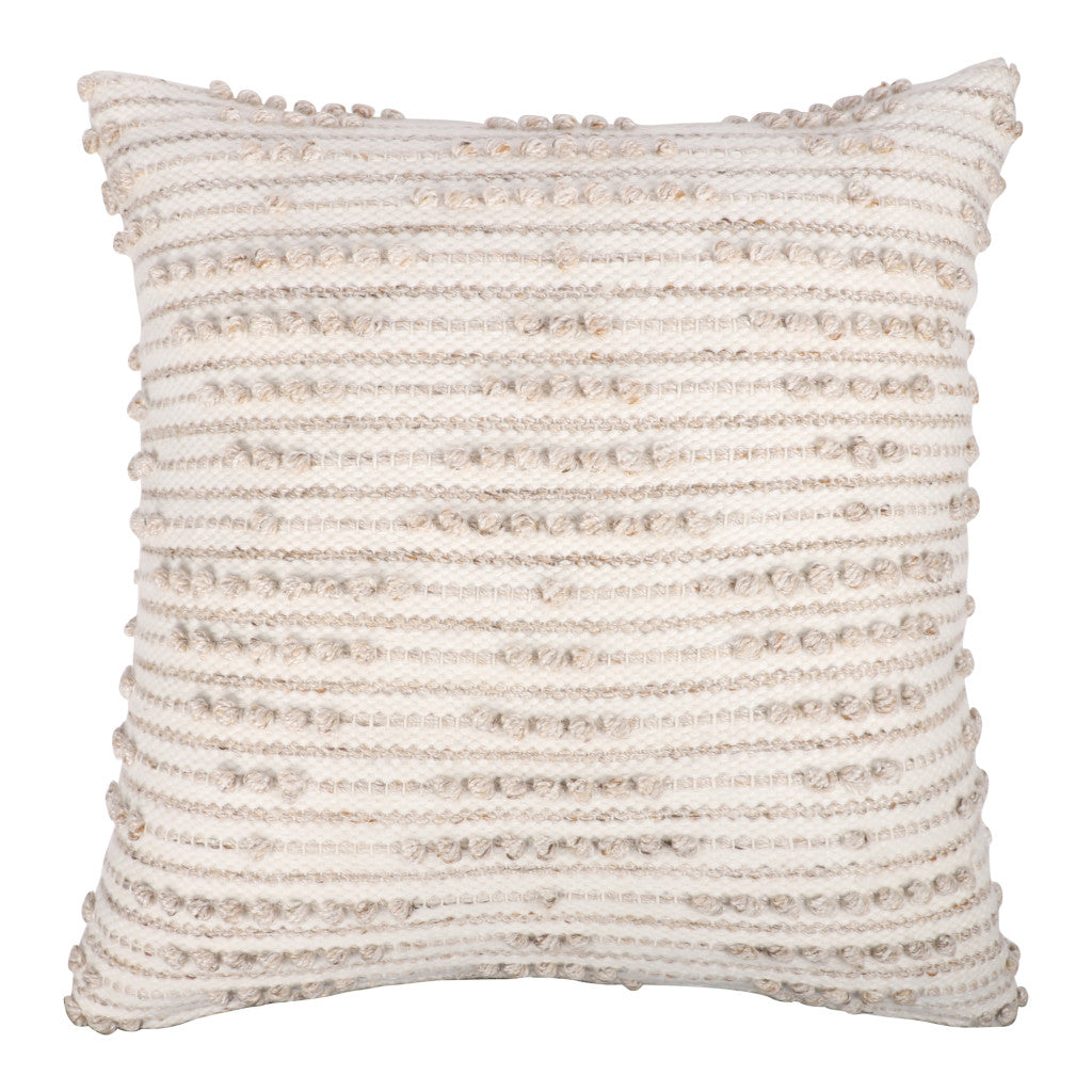 20" White and Natural Geometric Throw Pillow