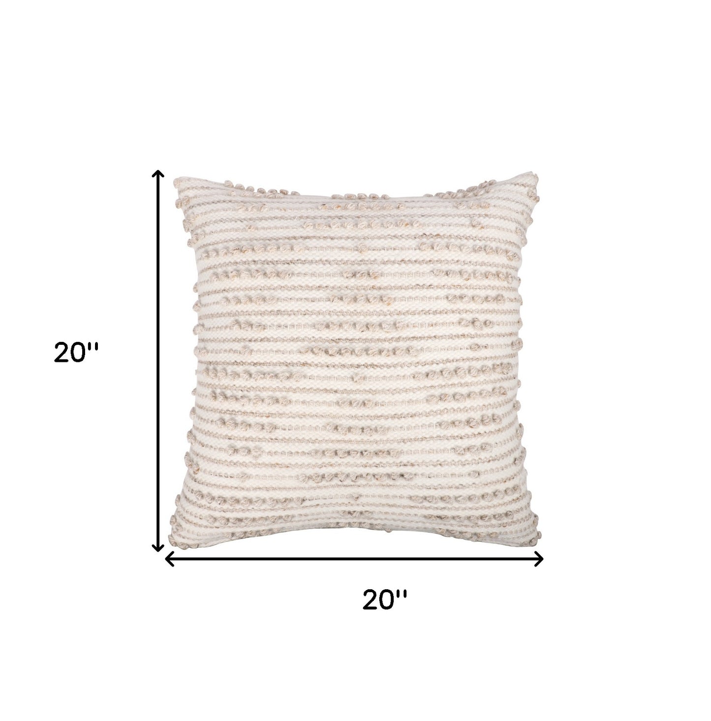 20" White and Natural Geometric Throw Pillow