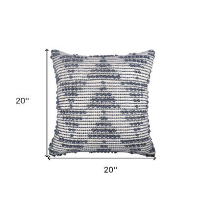 20" White and Natural Geometric Throw Pillow