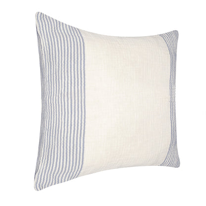 22" Beige and Ivory Striped Cotton Throw Pillow