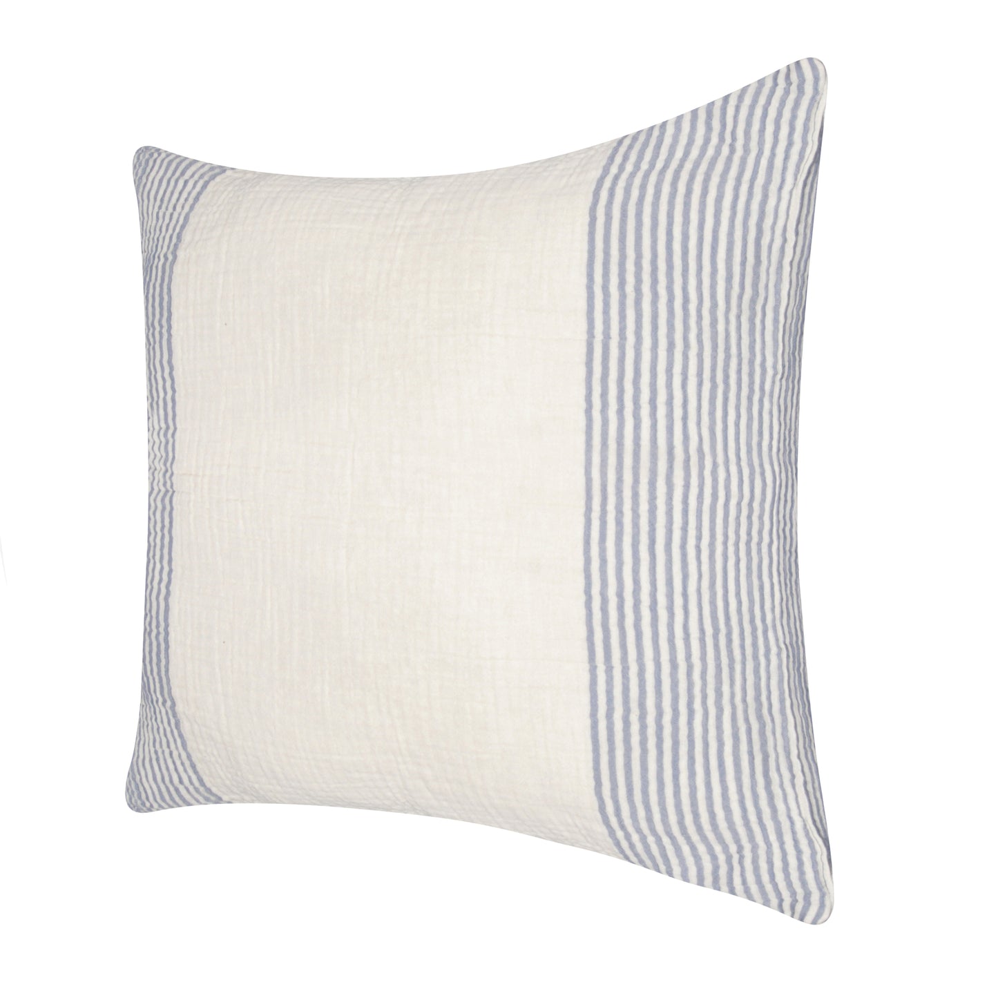 22" Beige and Ivory Striped Cotton Throw Pillow