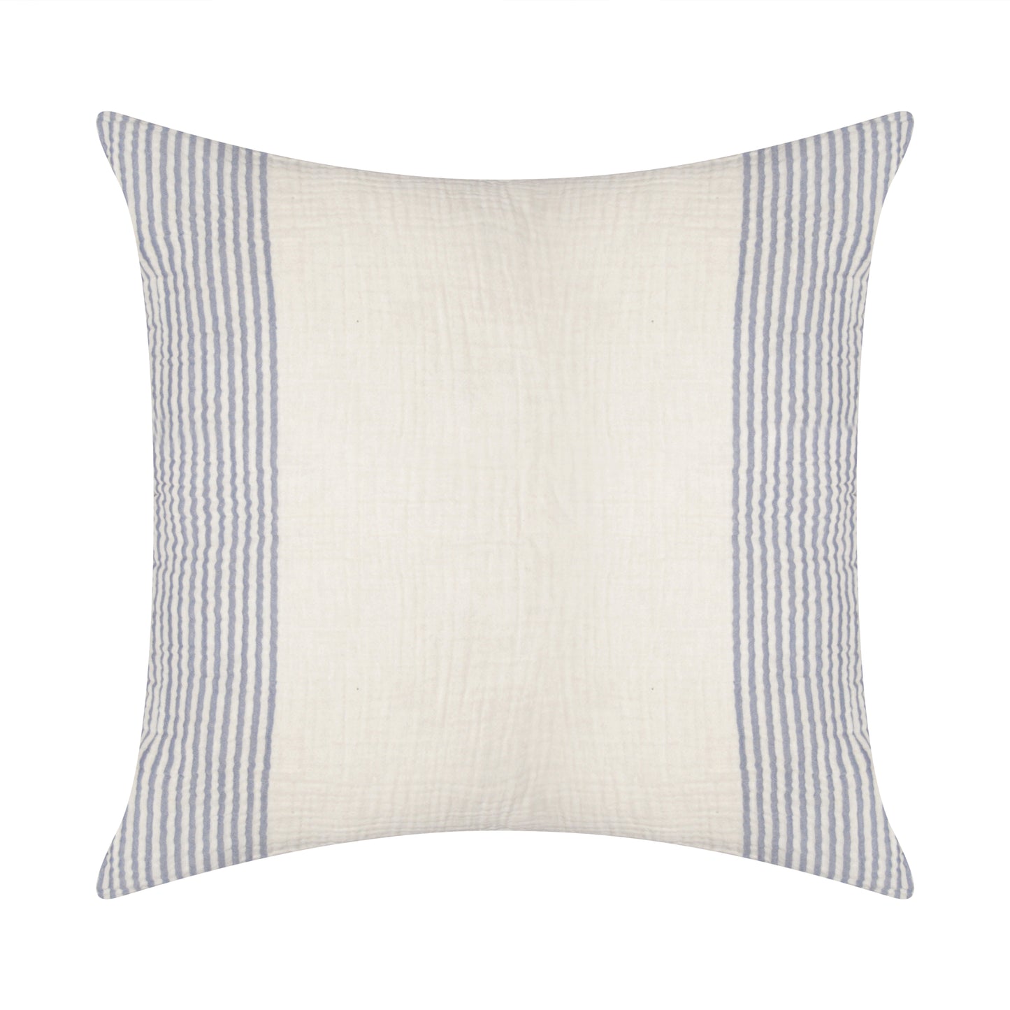 22" Beige and Ivory Striped Cotton Throw Pillow