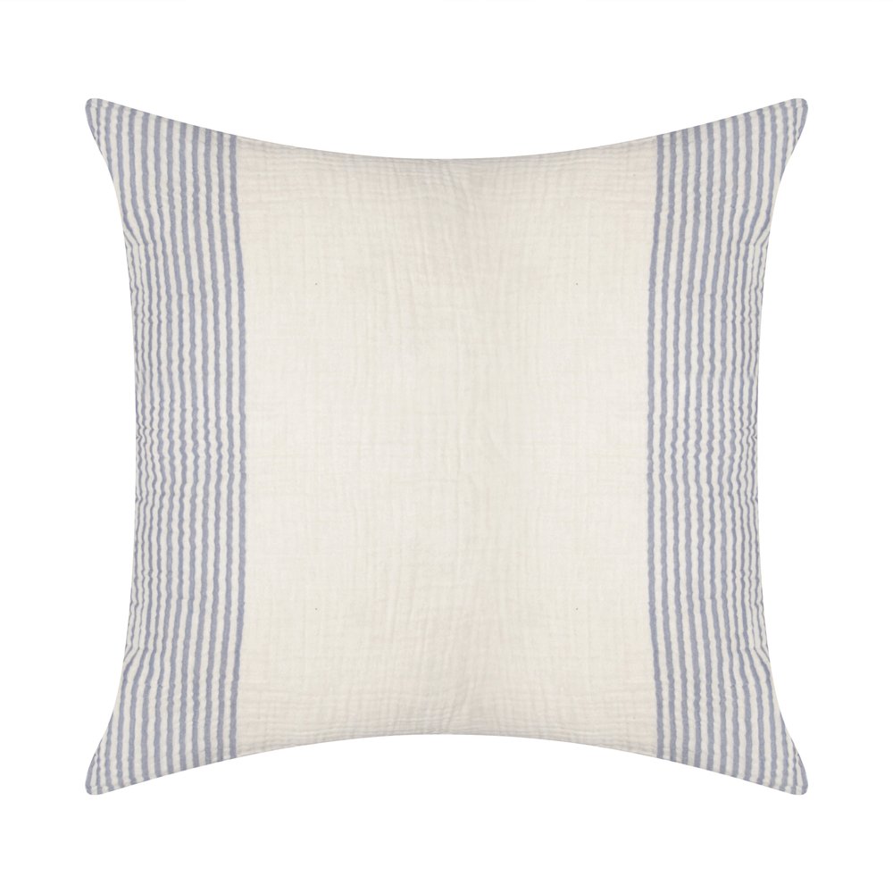 22" Blue Striped Cotton Throw Pillow