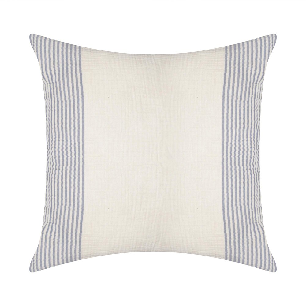 22" Blue Striped Cotton Throw Pillow