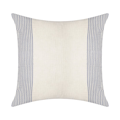 22" Beige and Ivory Striped Cotton Throw Pillow