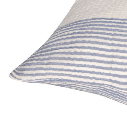 22" Blue Striped Cotton Throw Pillow