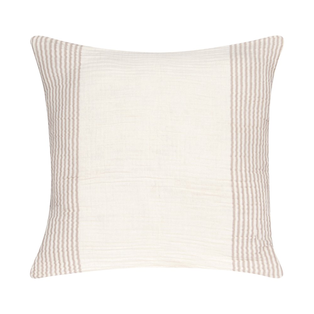 22" Blue Striped Cotton Throw Pillow