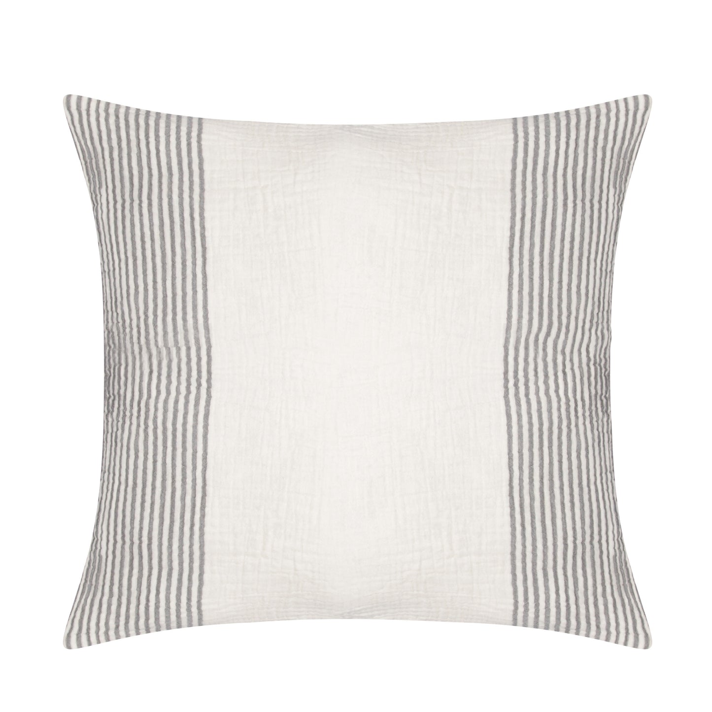 22" Beige and Ivory Striped Cotton Throw Pillow