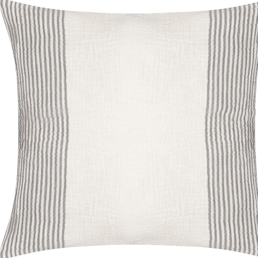 22" Blue Striped Cotton Throw Pillow